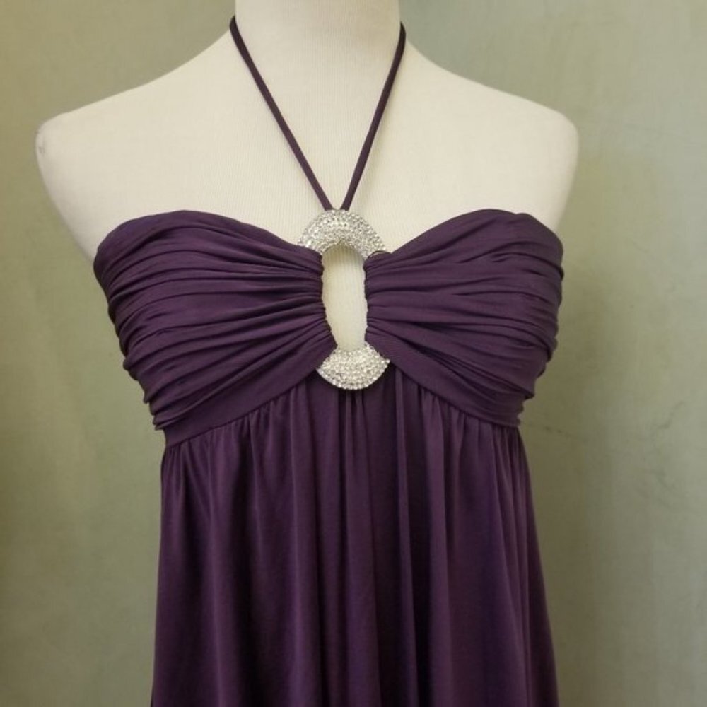 Niteline Purple rhinestone bubble halter dress women's size 2 (286) - Picture 8 of 9